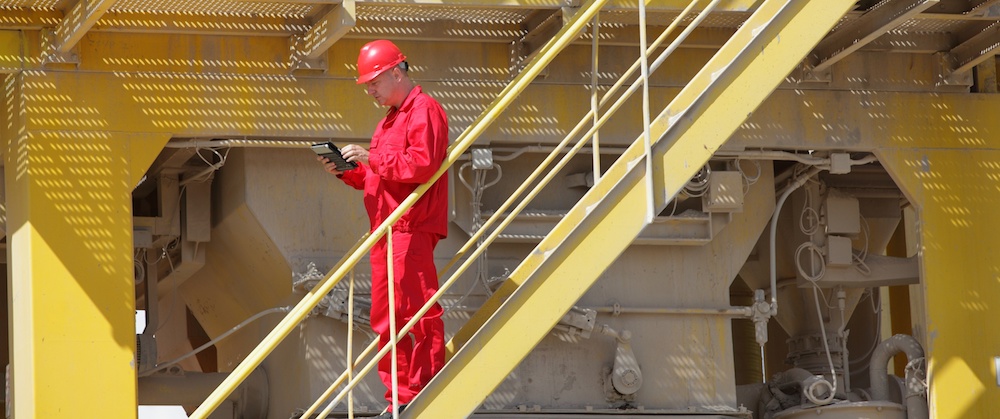 Field engineer using mobile device